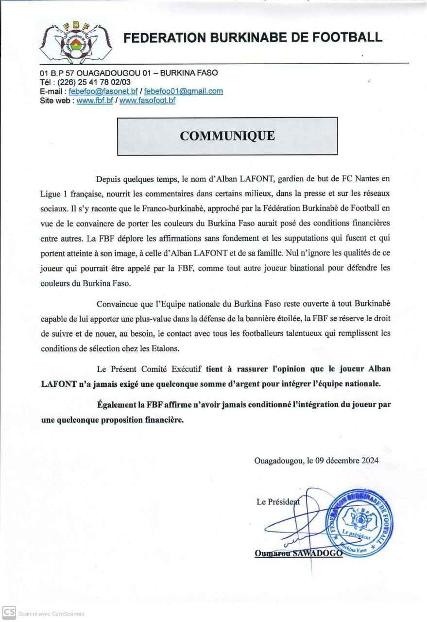Communiqué FBF
